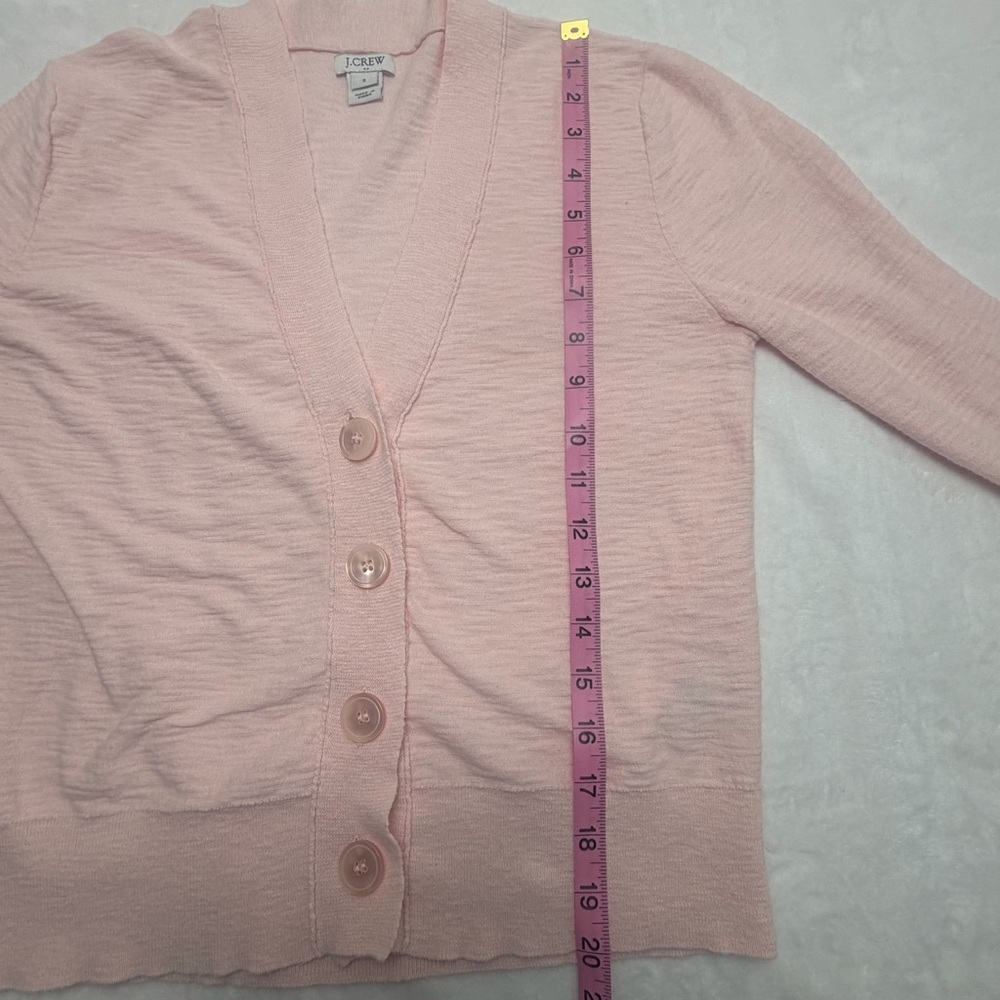 J.Crew Light Pink Cotton Button Cardigan Sweater S Coquette Preppy Minimalist - Picture 9 of 10